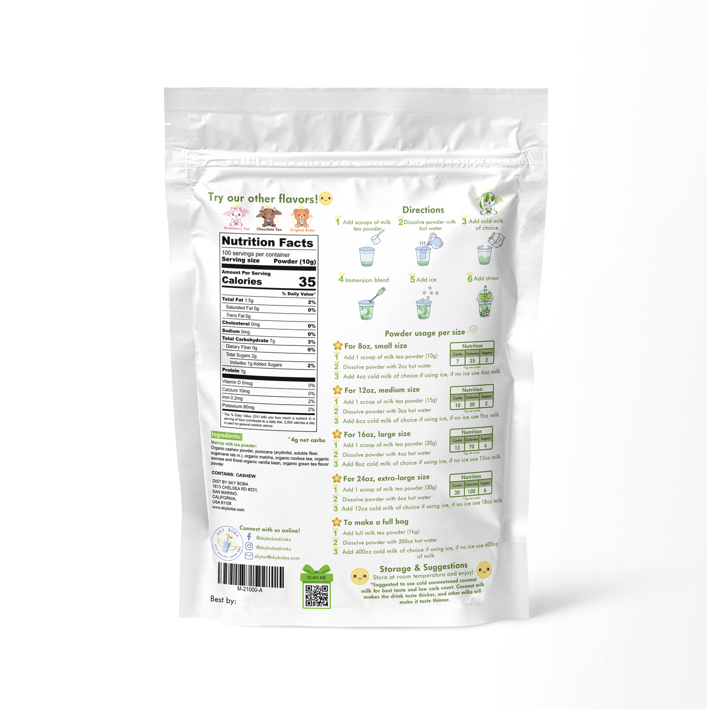 Keto Matcha Milk Tea Bulk Bag (100 servings)